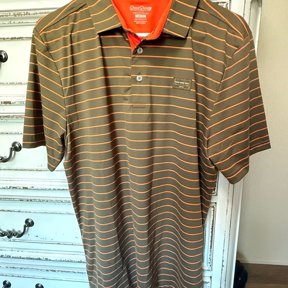 Grand Slam Men's Brown Striped Polo Shirt